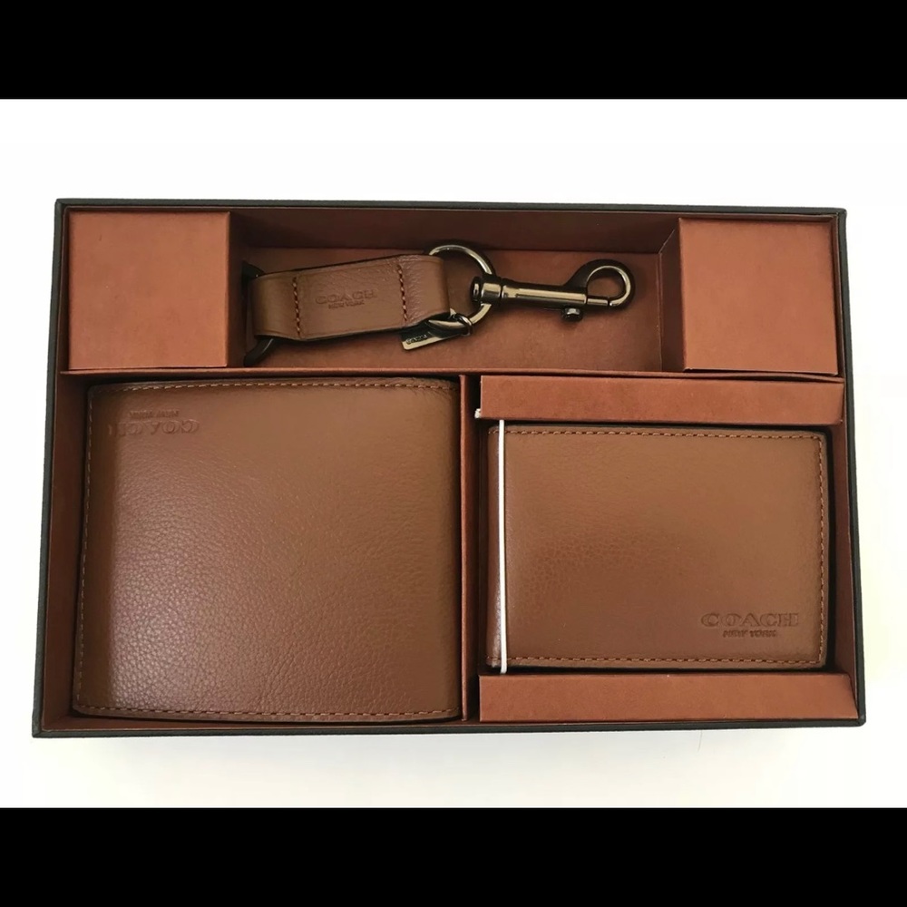 Compact ID Leather Wallet Gift set w/Key F64118 - Picture 2 of 8